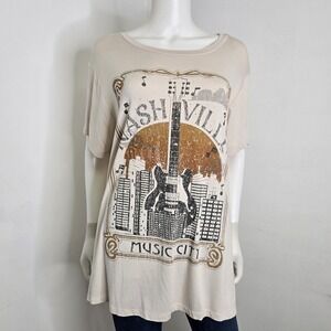 Arula Nashville Music City T-Shirt Top Size A 1X Graphic Short Sleeve NWT